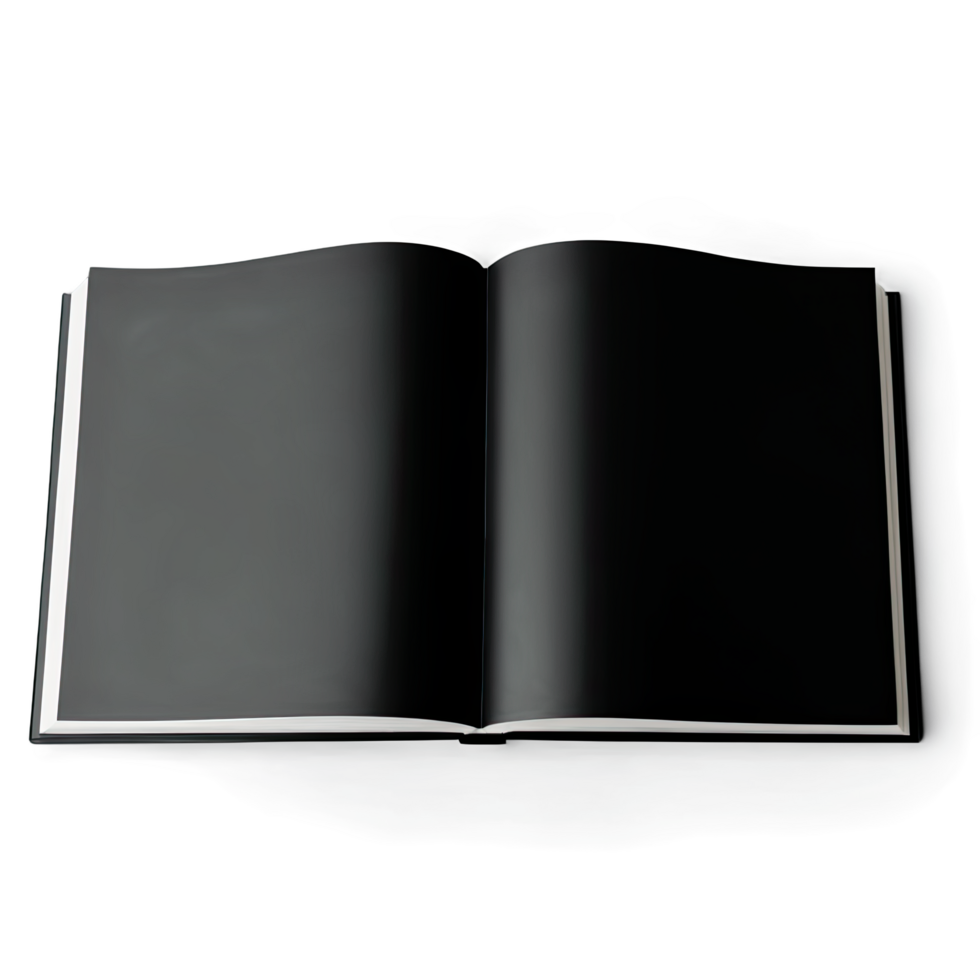 Open Book with Black Pages and White Background png