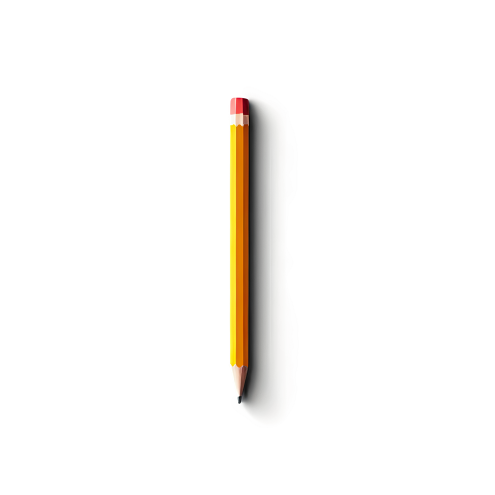 Classic Yellow Pencil with Red Eraser in Upright Position png