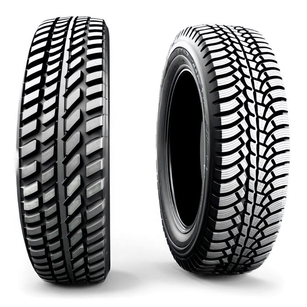 Two Off Road Vehicle Tires with Aggressive Tread Design png