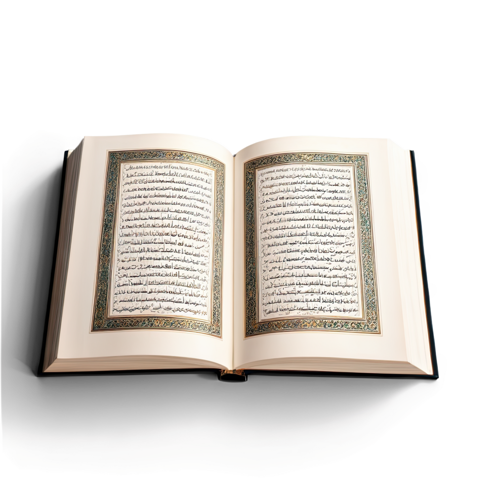 Open Book with Arabic Script Displayed on Both Pages png
