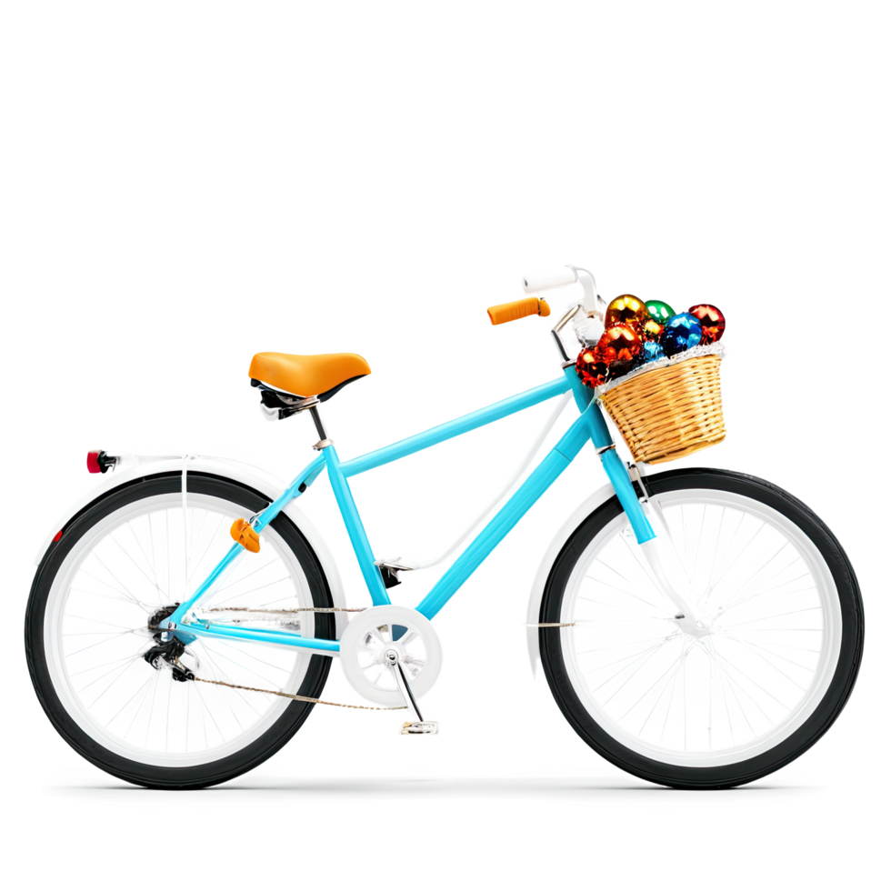 Blue Bicycle with Fruit Basket and Summer Vibes png