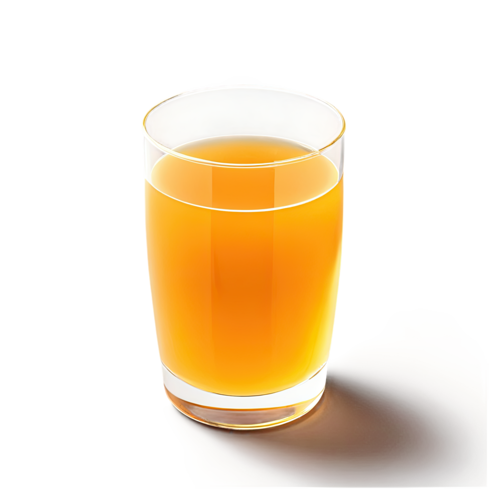 Fresh Orange Juice in Transparent Glass with Soft Shadow png
