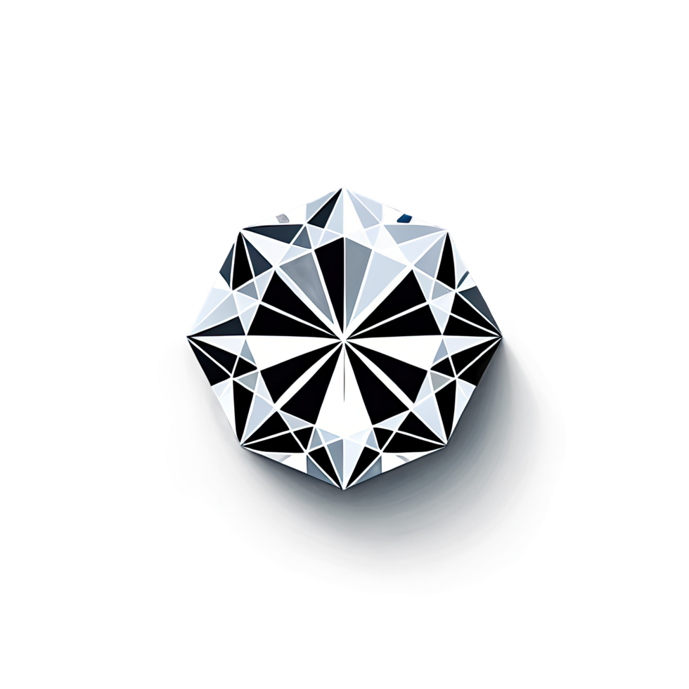 Geometric Polyhedral Black and White Ball with Reflective Surface png
