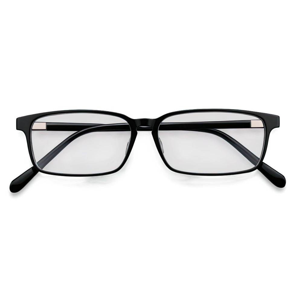 Black Eyeglasses with Transparent Lenses in Front View png