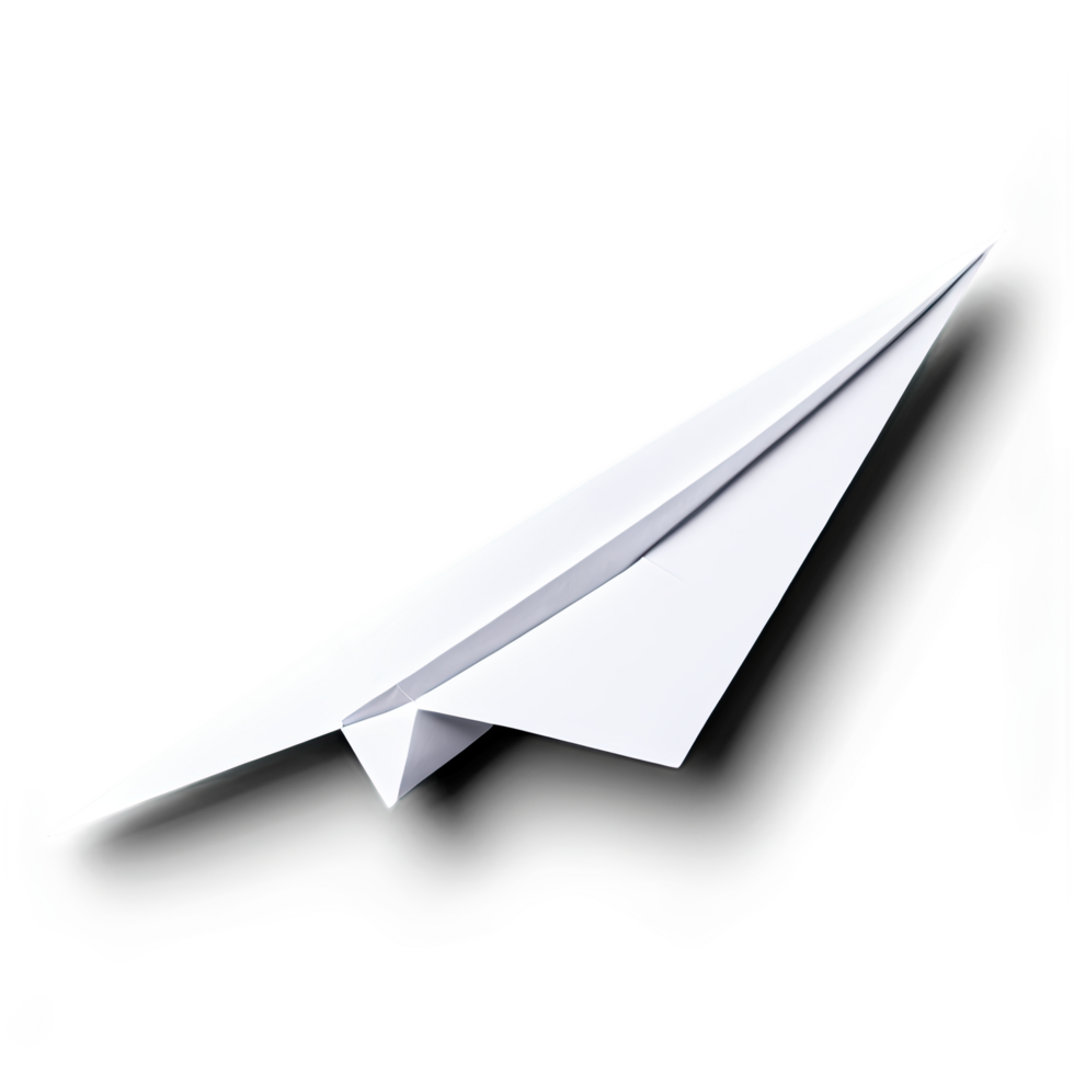 White Origami Paper Plane Facing Right with Subtle Shadow png