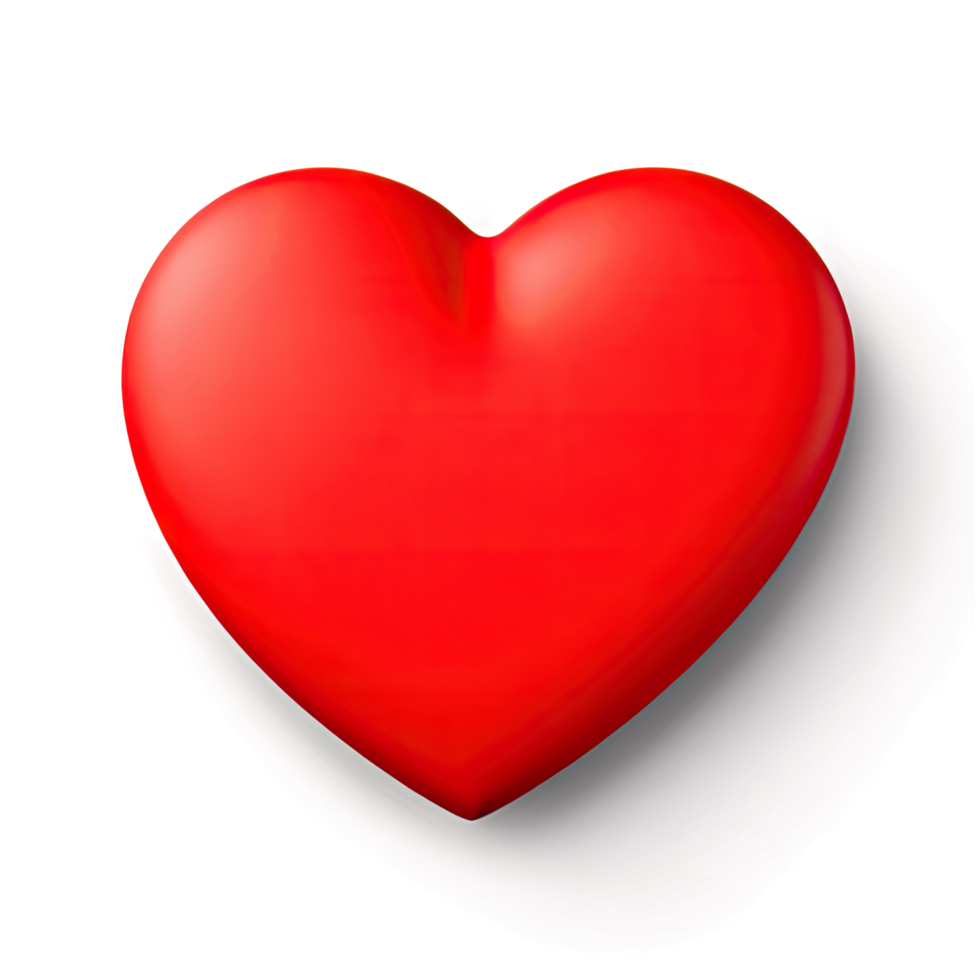 Bright Red Heart with 3D Shape and Soft Shadow for Love Icon png