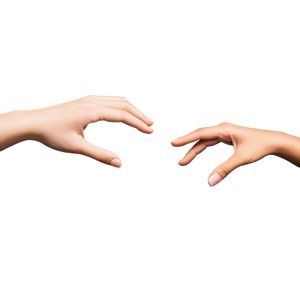 Two Hands Reaching Toward Each Other in a Symbol of Connection png