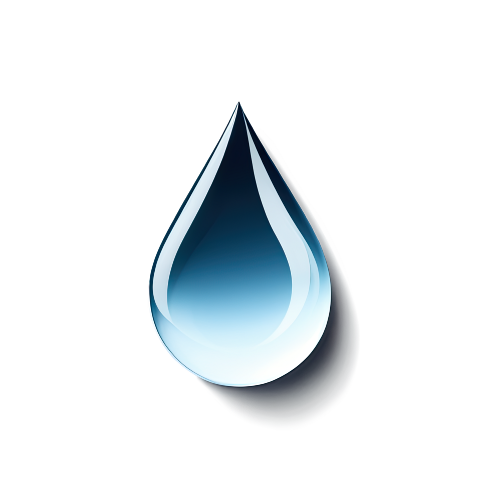 Realistic Water Drop with Blue Gradient Shading and Highlight png