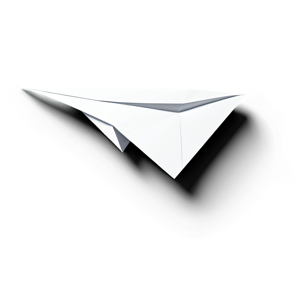 Paper Airplane with Shadow Flying in Minimalist Style png