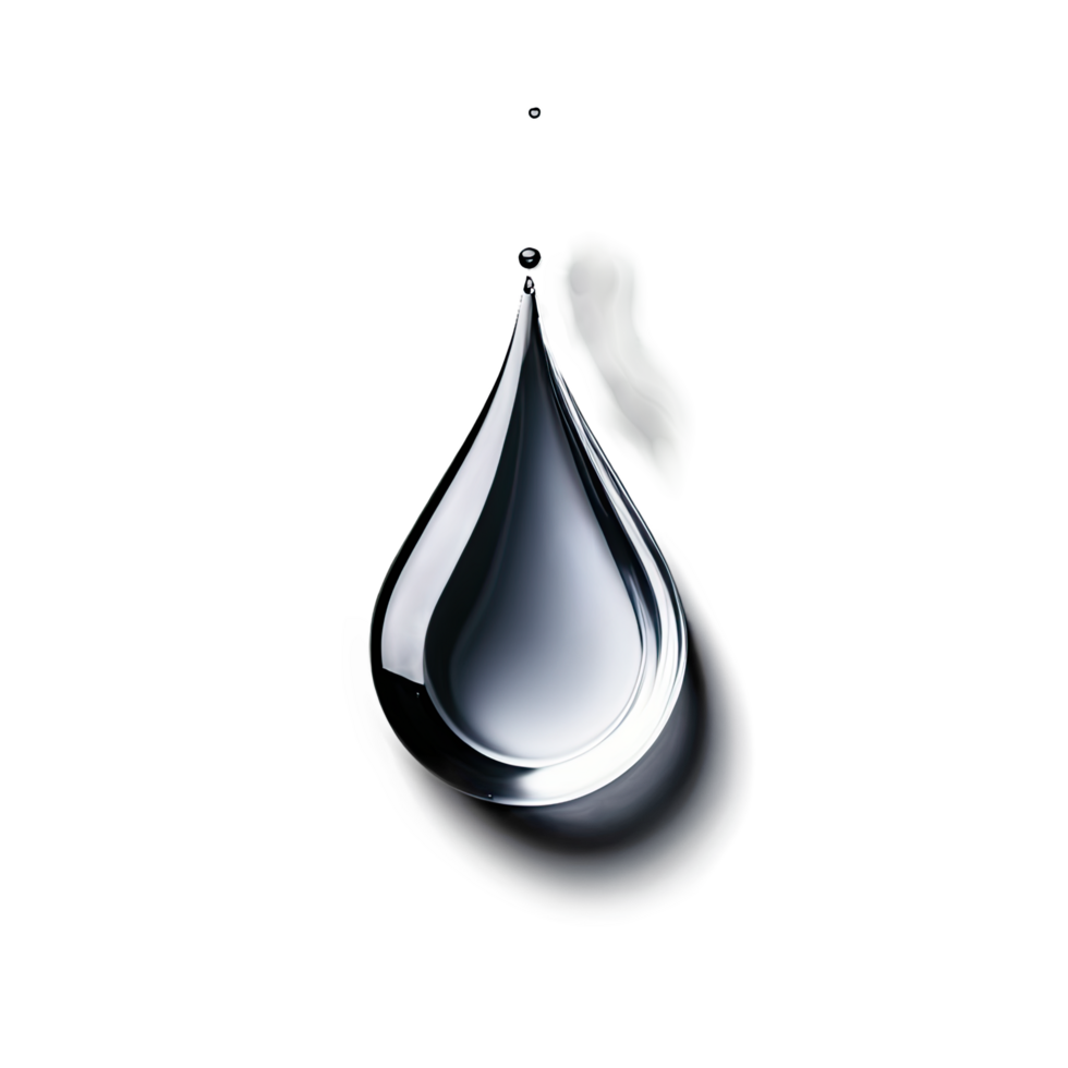 Realistic Black Water Droplet with Reflection and Transparent Background png