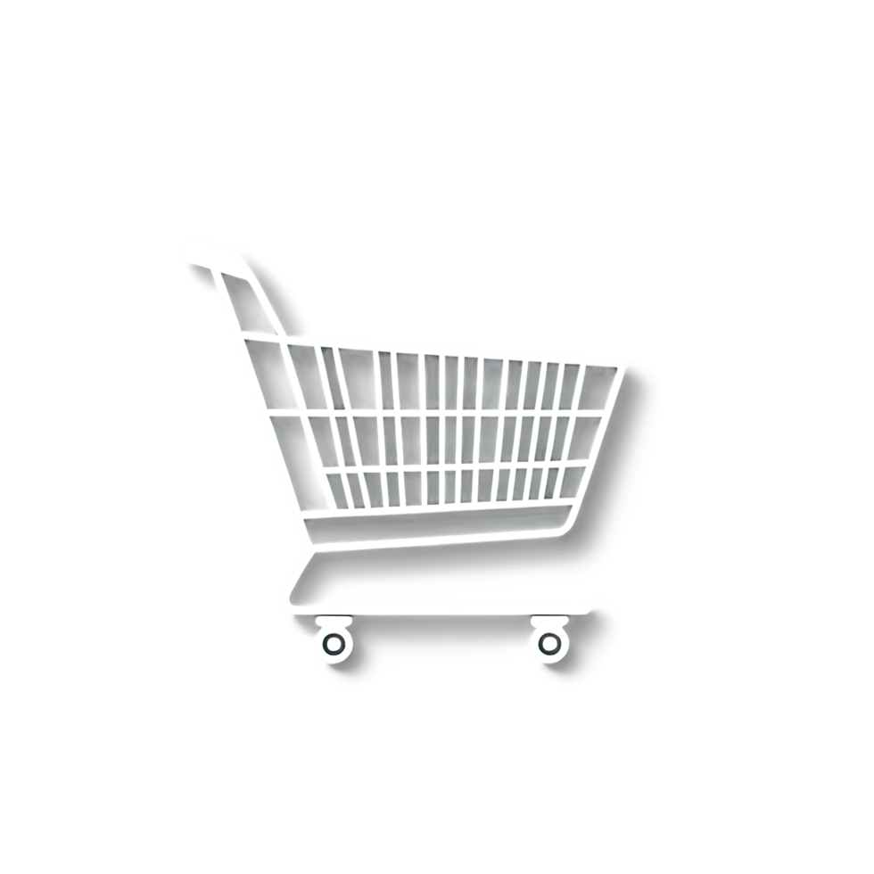 Shopping Cart Icon in White 3D Style png
