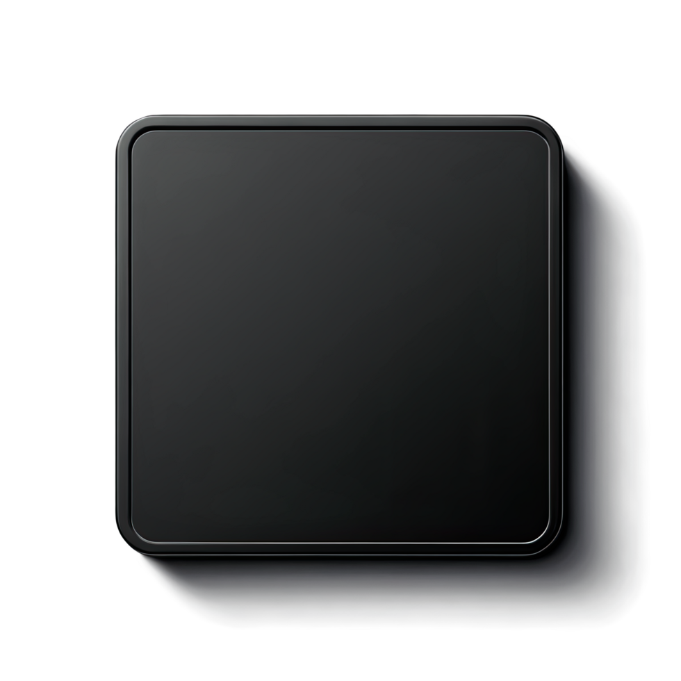 Modern Square Black Button with Realistic Shadow png