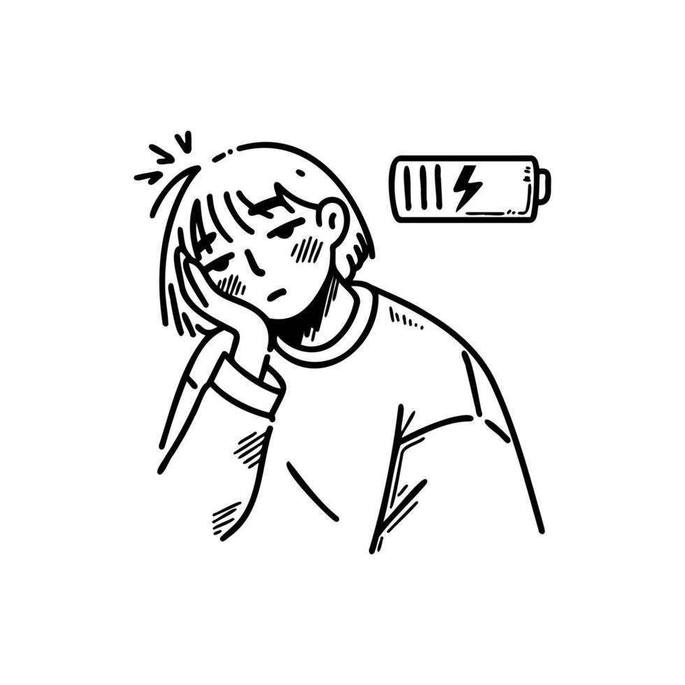 Feeling Tired with low battery symbol vector