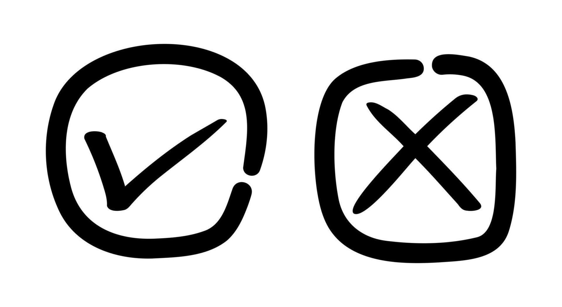 Checkmark and Cross Icons Approval and Denial Symbols vector