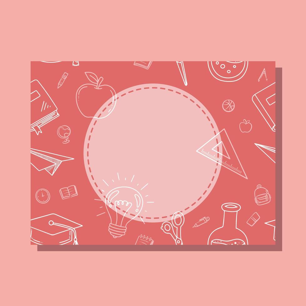 Creative blank template for educational design with school elements in a vibrant background vector