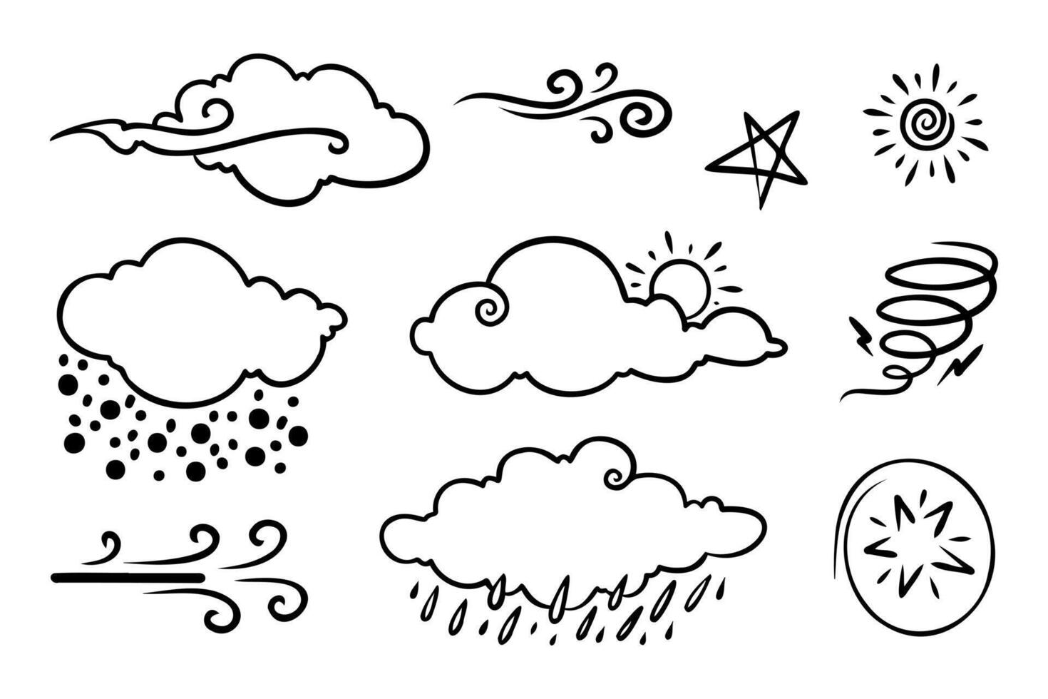 Hand-drawn weather elements vector