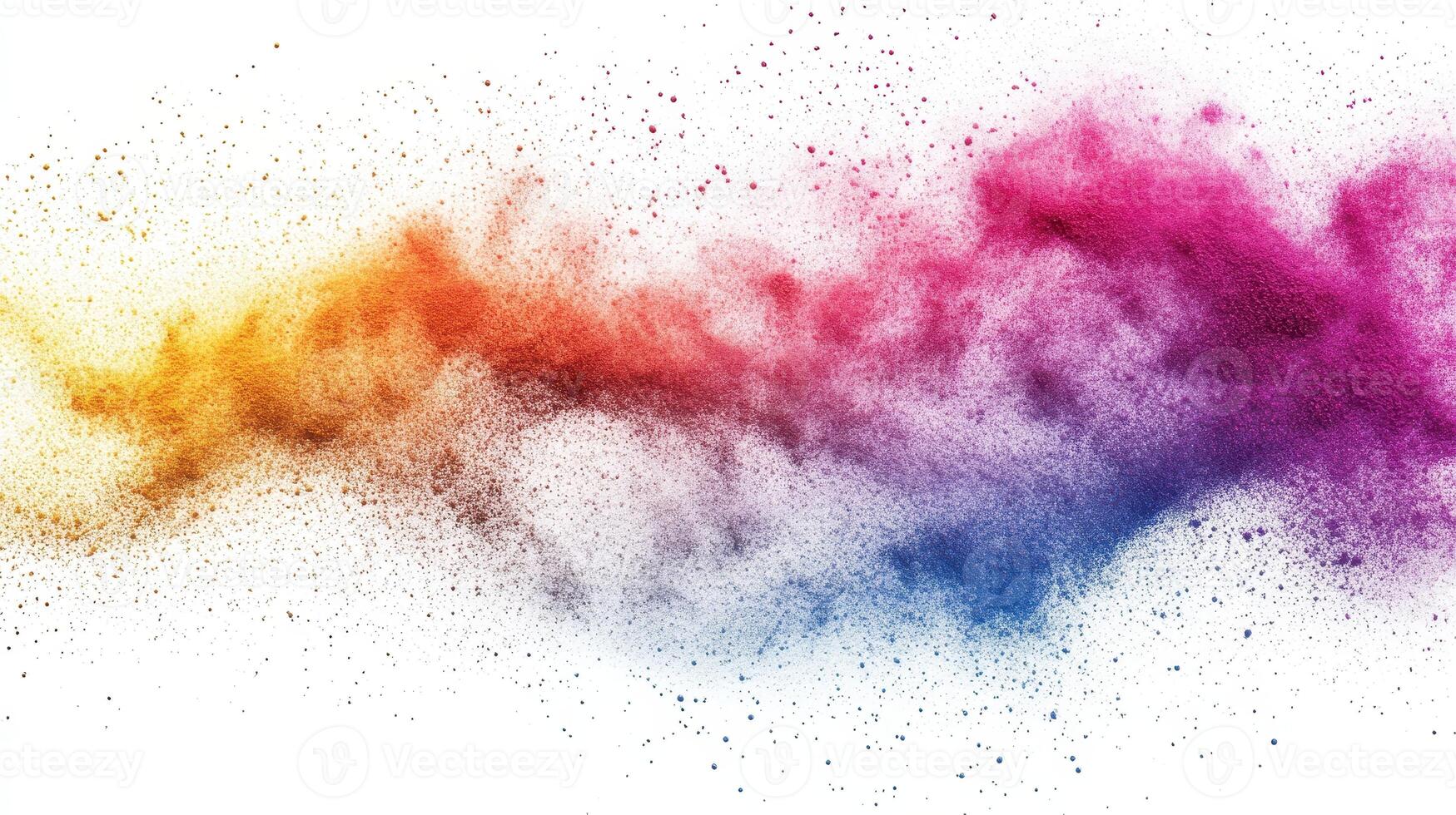 Explosion of Colorful Powder Gradient Hues on White photo