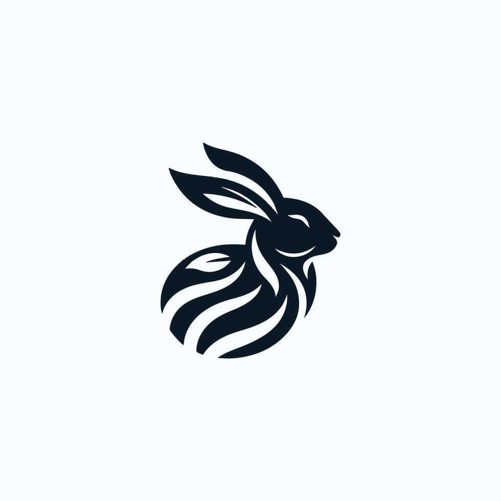 a black and white rabbit logo vector