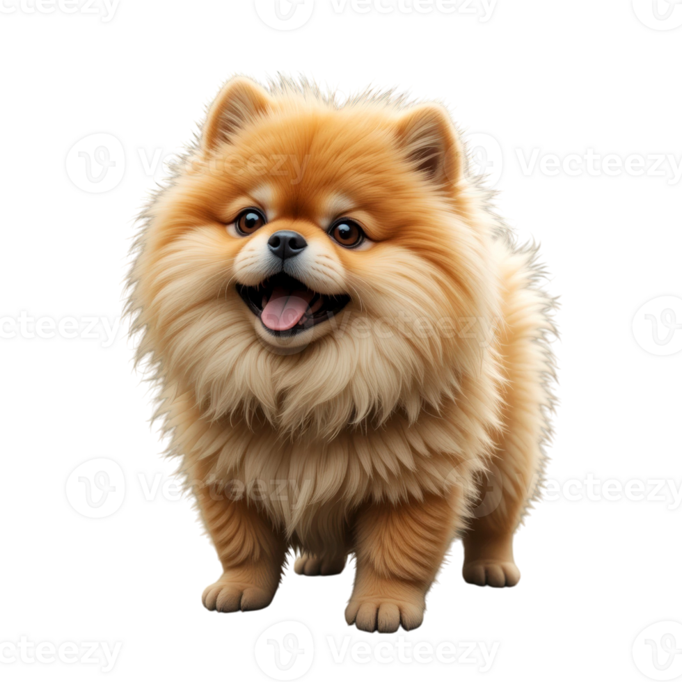 fluffy Chow Chow dog with golden coat stands happily, showcasing its thick fur and adorable expression. dog appears cheerful and friendly, exuding warmth and charm. png