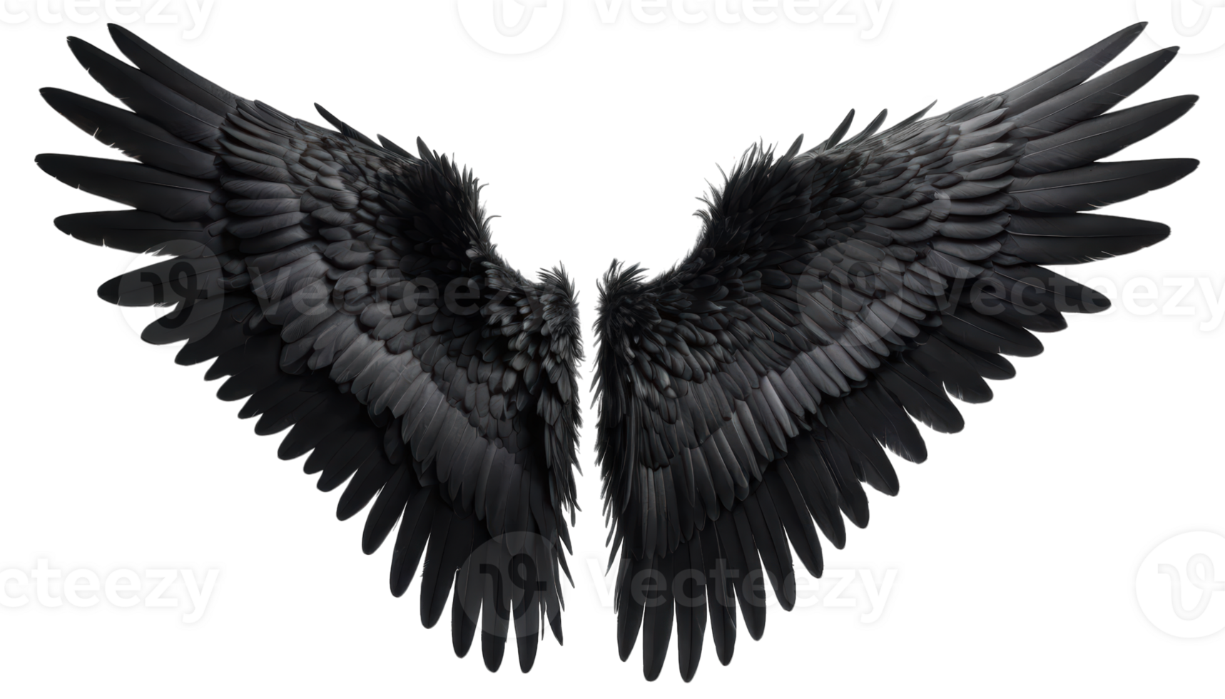 Majestic wings with transparent background create stunning visual effect that captivates viewer. intricate details of each feather enhance beauty of this artwork. png