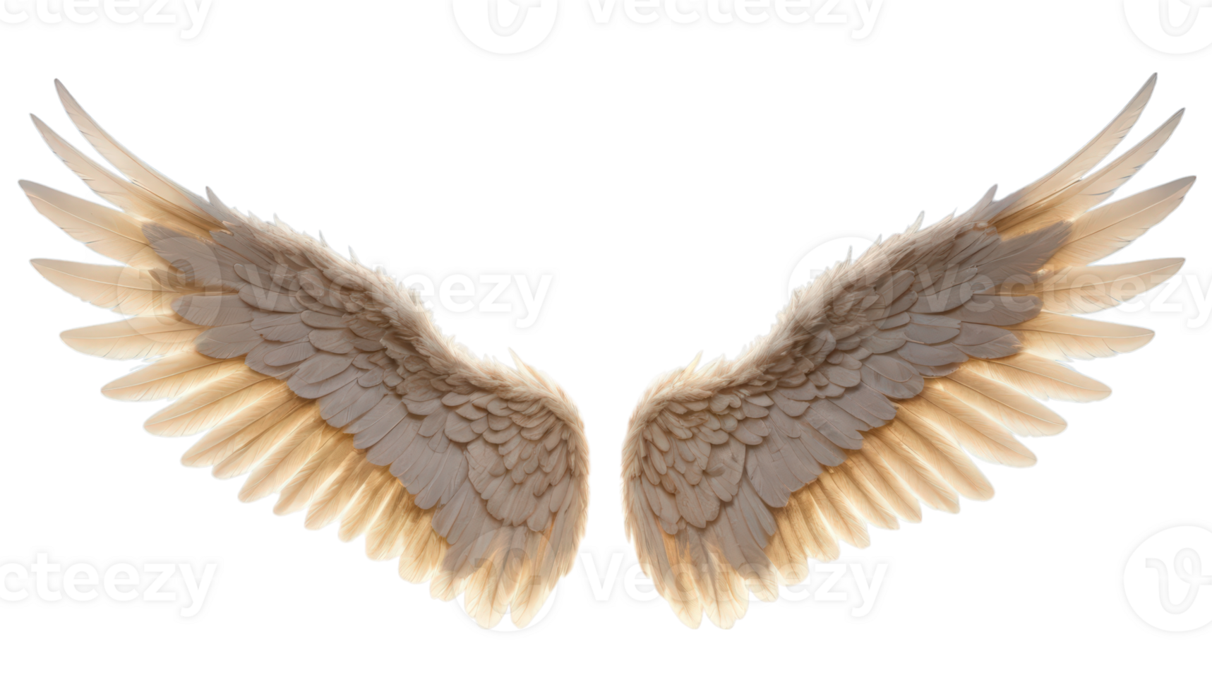 Majestic wings with transparent background create stunning visual effect that evokes sense of freedom and beauty. intricate details of each feather enhance overall elegance. png