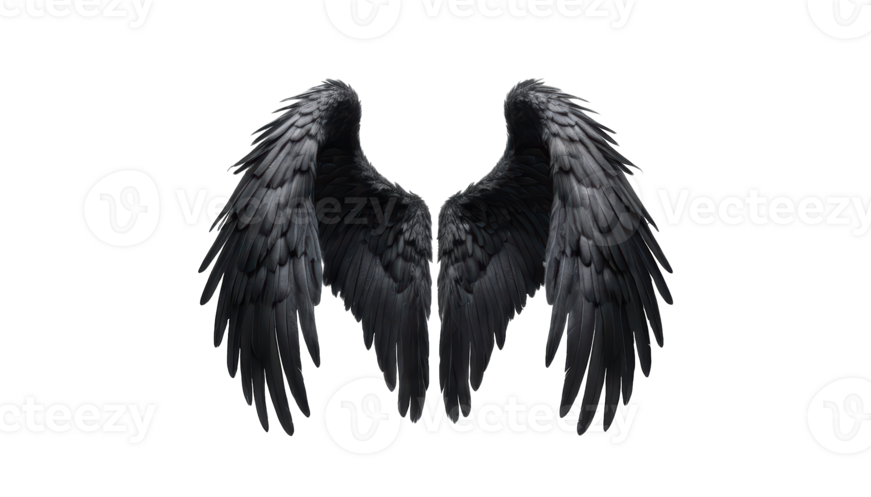 Majestic wings with transparent background create stunning visual effect that captivates viewer. intricate details and textures of feathers enhance beauty of this artwork. png