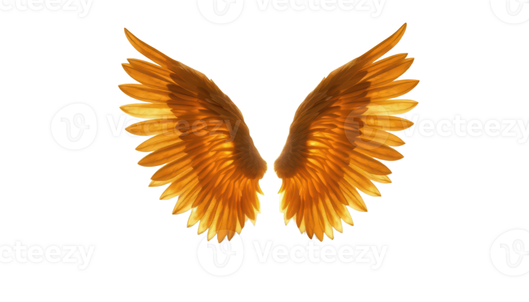 Golden wings with transparent background create stunning visual effect that captivates viewer imagination and evokes sense of freedom and beauty. png