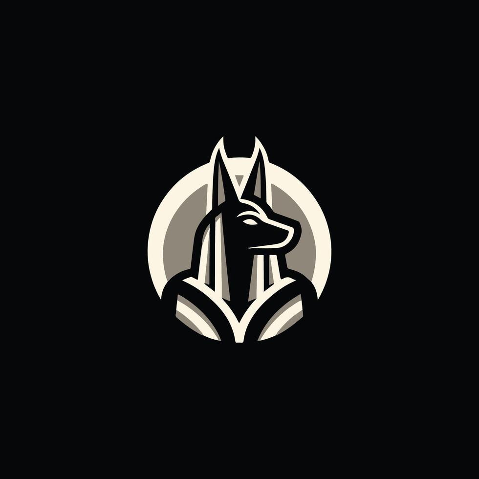 anubis, egyptian god of death, in a black and white logo vector