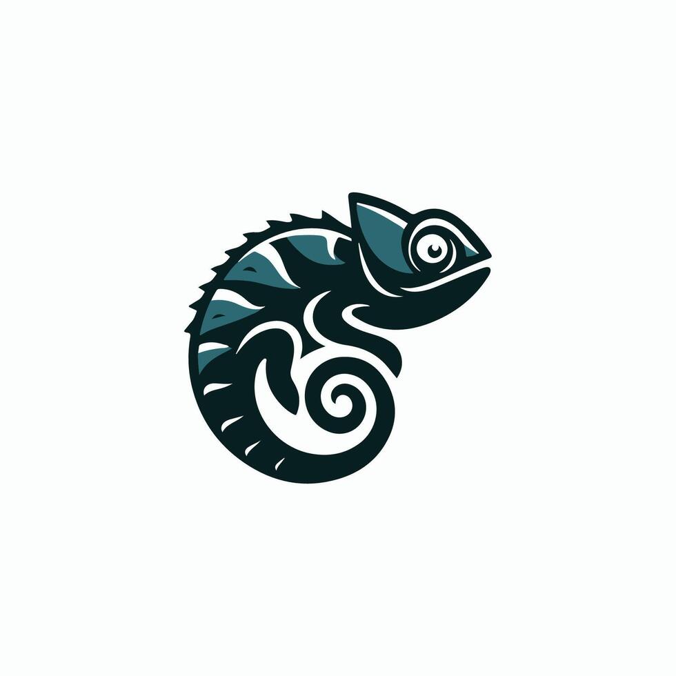 a chameleon logo with a black and blue design vector
