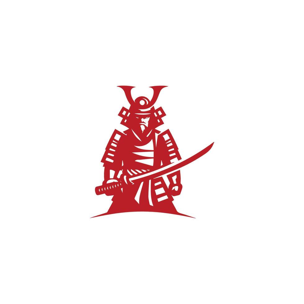 a red samurai with a sword in his hand vector
