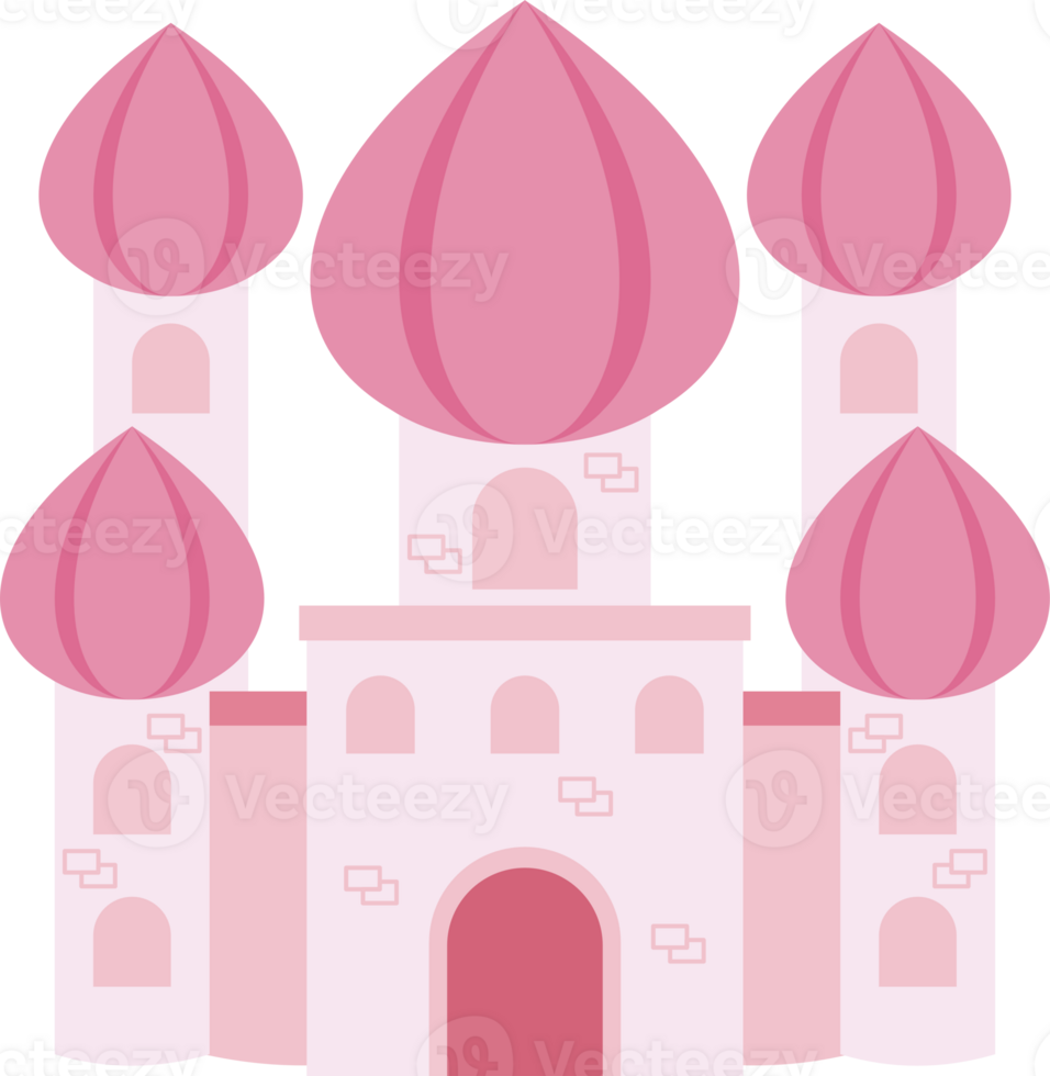 cute pink castle with rounded roof png