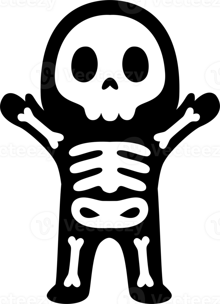 cute kid wear skeleton costume for halloween png