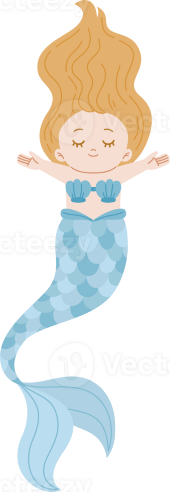 cute mermaid relaxing while swimming png