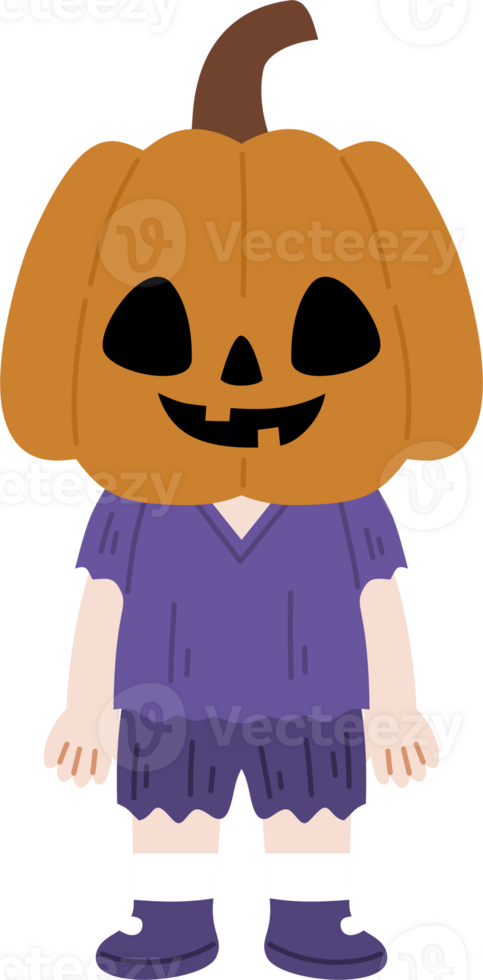 cute kid wear jack o lantern costume for halloween png