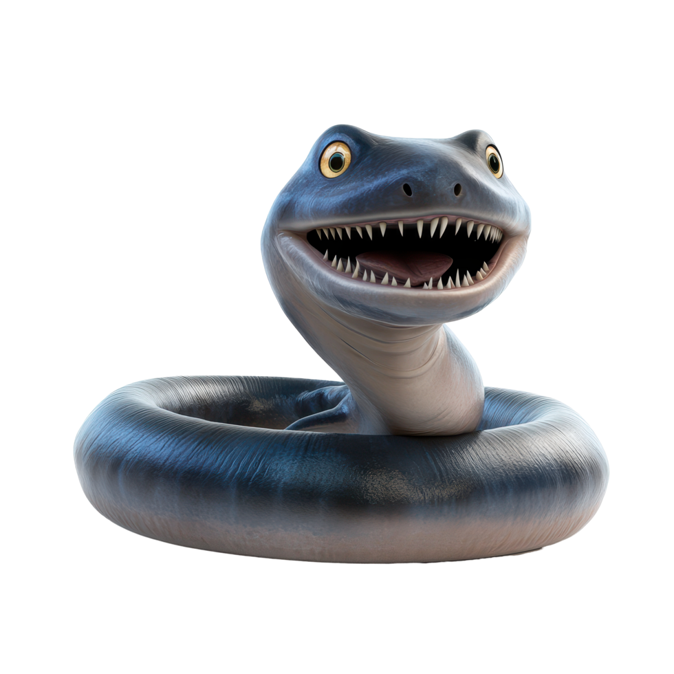 Unique animated creature with a playful expression swimming in a colorful underwater setting png