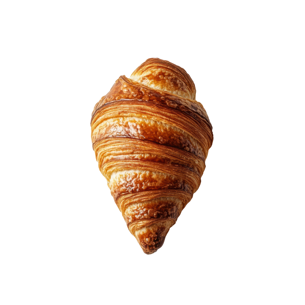 Freshly baked croissant with a golden-brown flaky texture displayed on a neutral background png