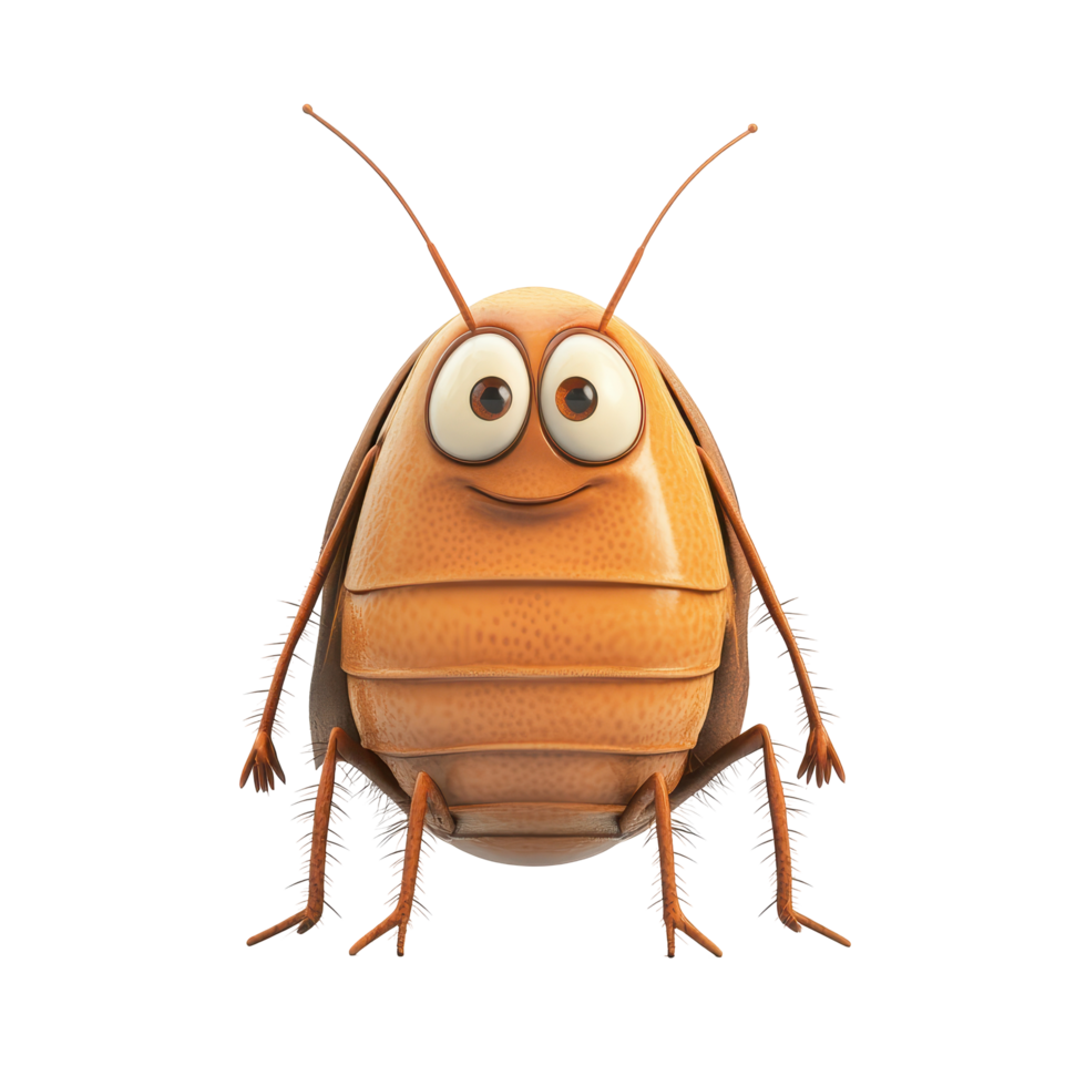 Cartoon insect character with large eyes and friendly smile, showcasing a fun and playful design png
