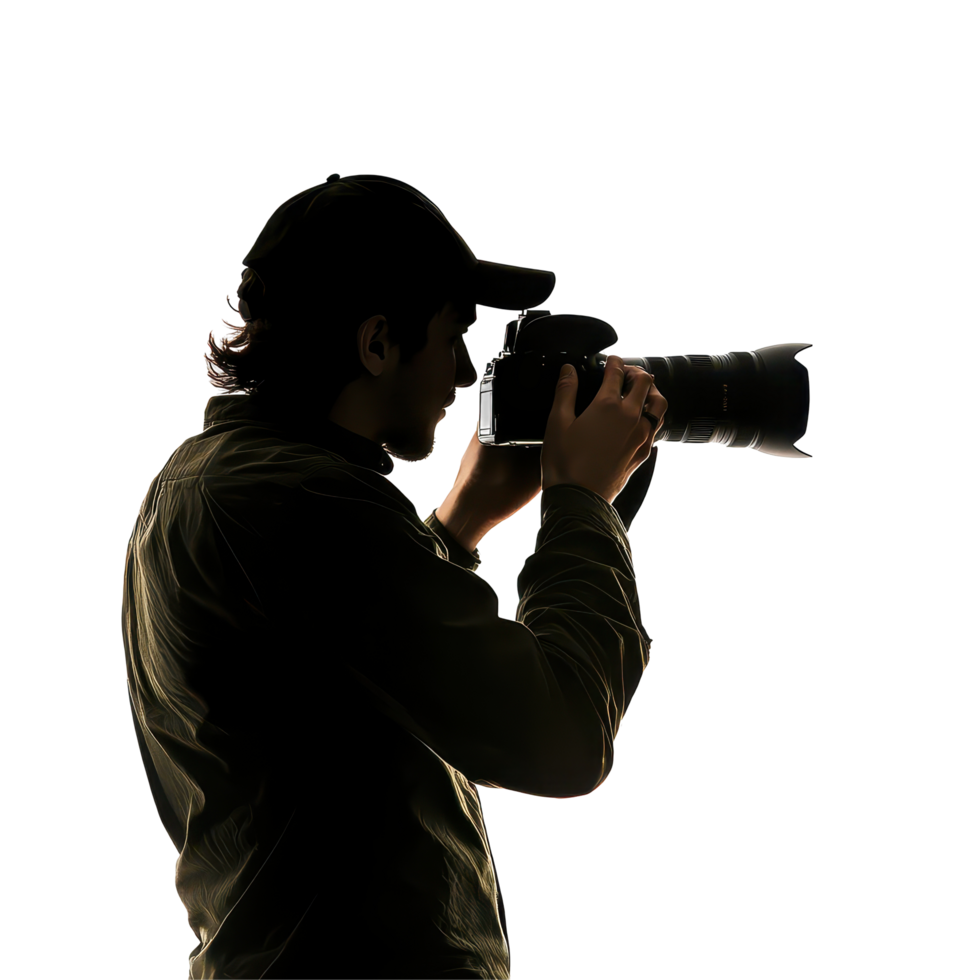 Photographer capturing a moment against a bright background during a creative session png