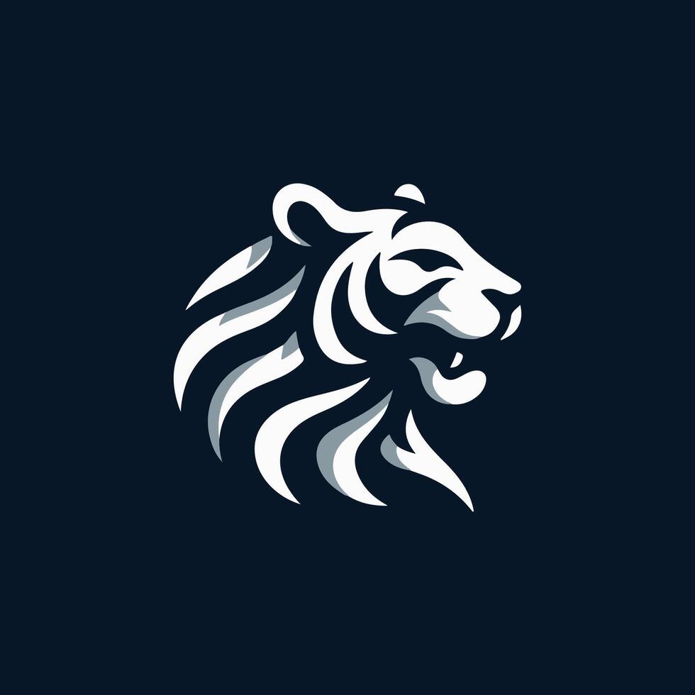 a lion head logo on a dark background vector
