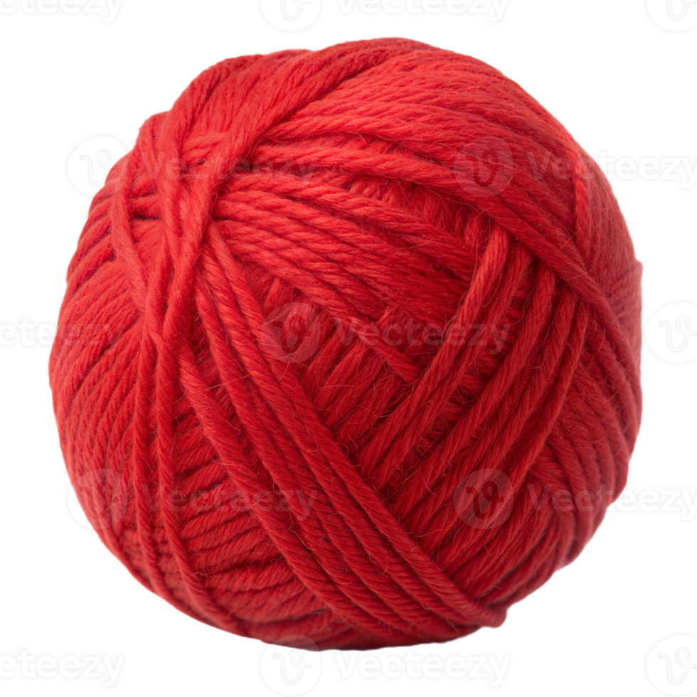 Vibrant Red Ball of Soft Yarn on Transparent Background png
