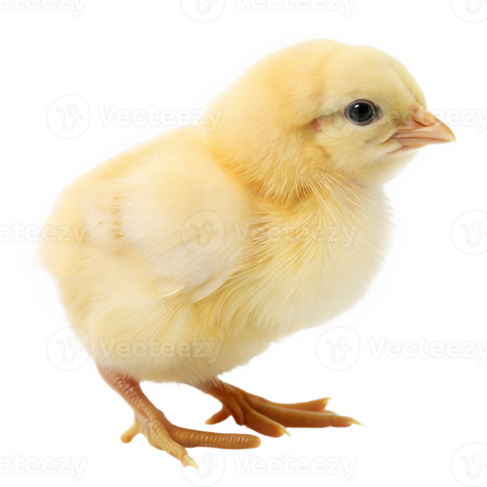 Tiny Fluffy Yellow Baby Chick Standing on Transparent Background png