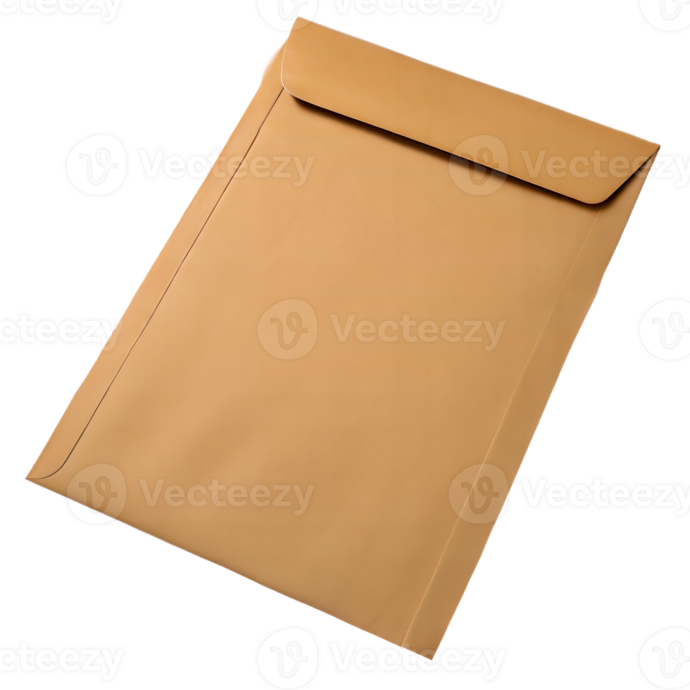 Simple Brown Kraft Paper Envelope on Transparent Background png