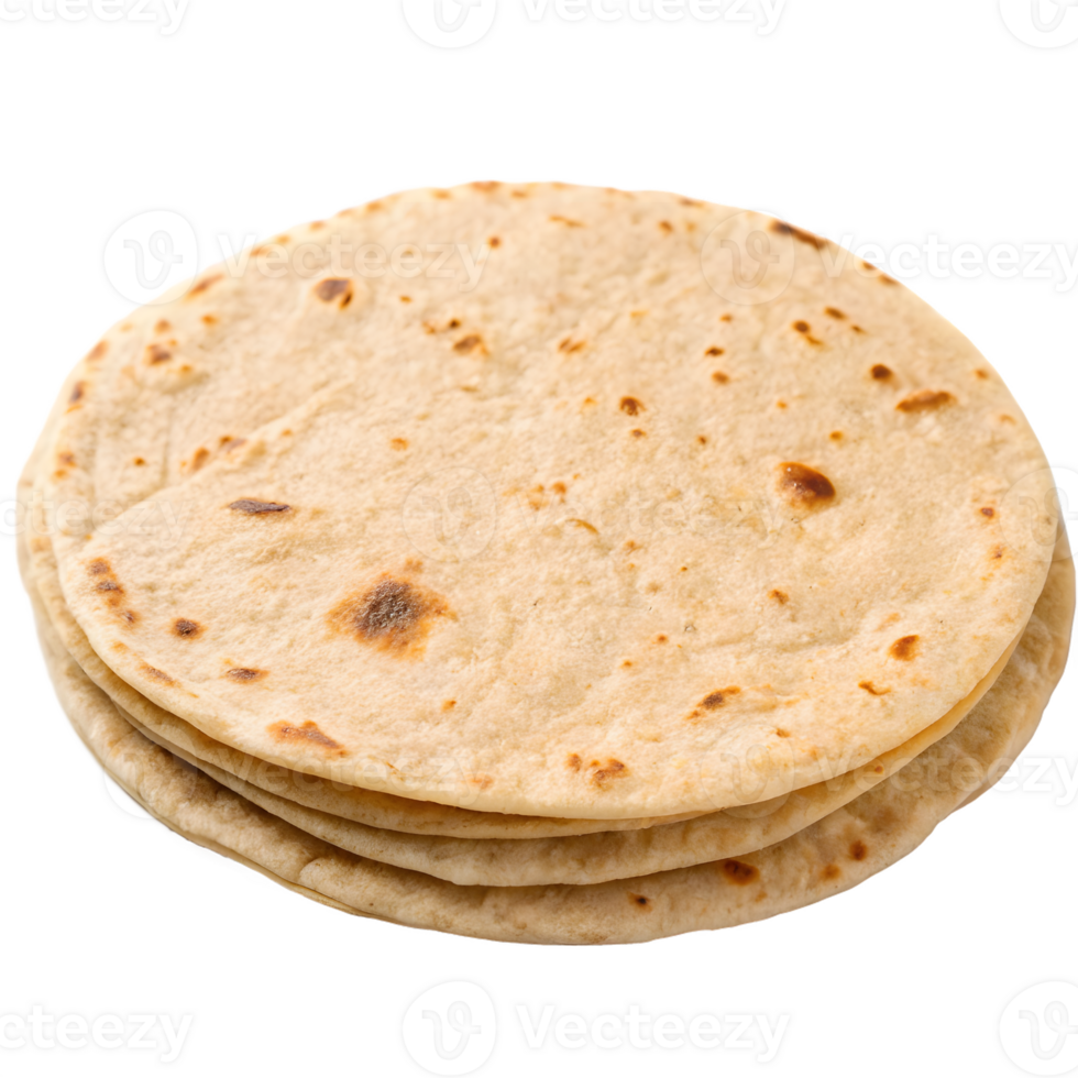 Stack of Freshly Made Roti or Chapati on Transparent Background png
