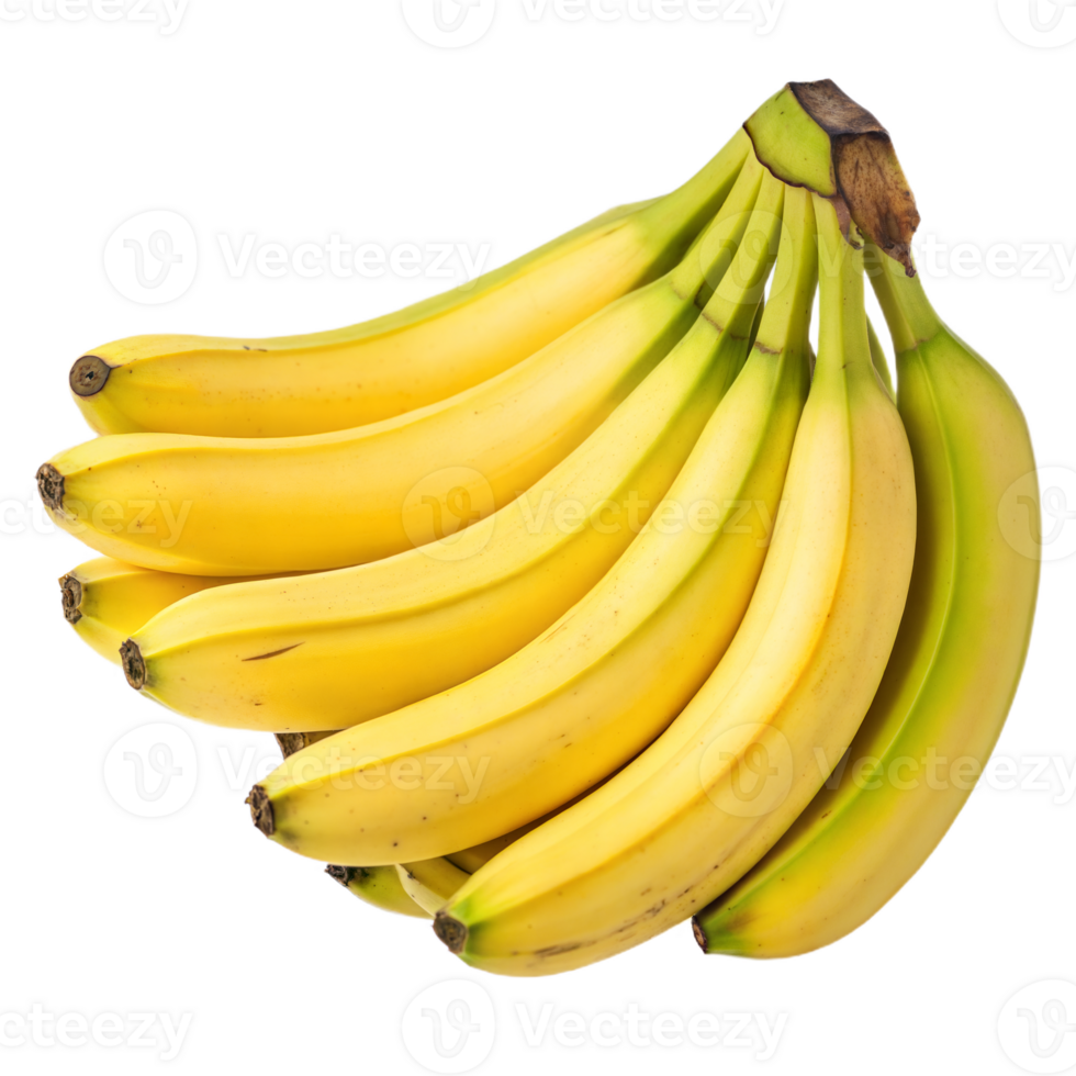 Bunch of Ripe Yellow Cavendish Bananas on Transparent Background png