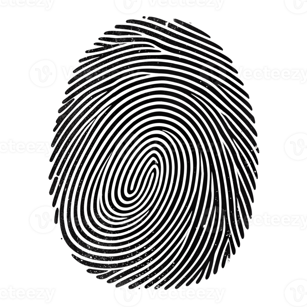 Detailed Black Ink Fingerprint on Transparent Background png