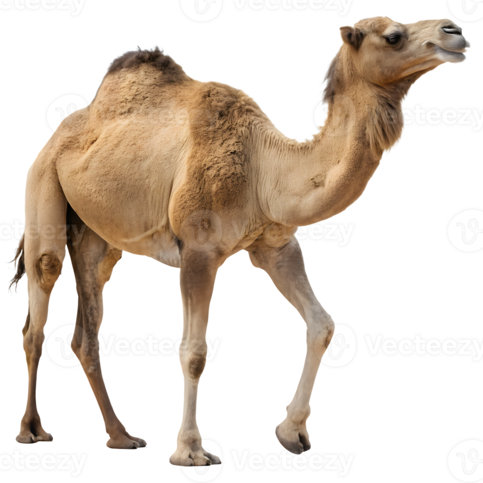 Single Humped Dromedary Camel Walking on Transparent Background png