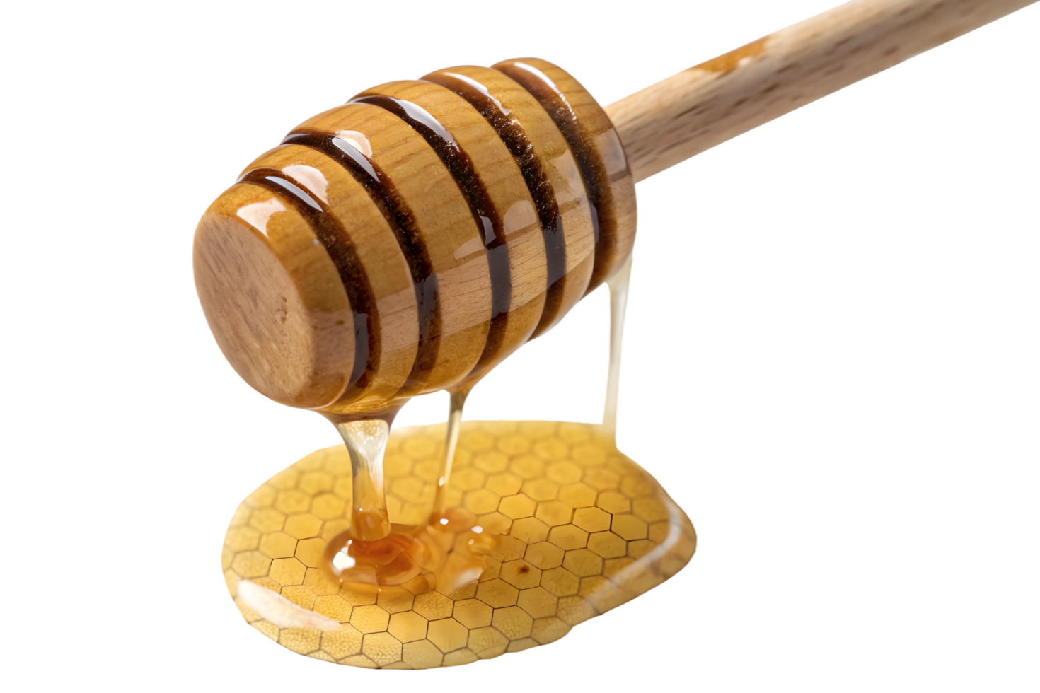 Wooden Honey Dipper With Dripping Honey Photo png