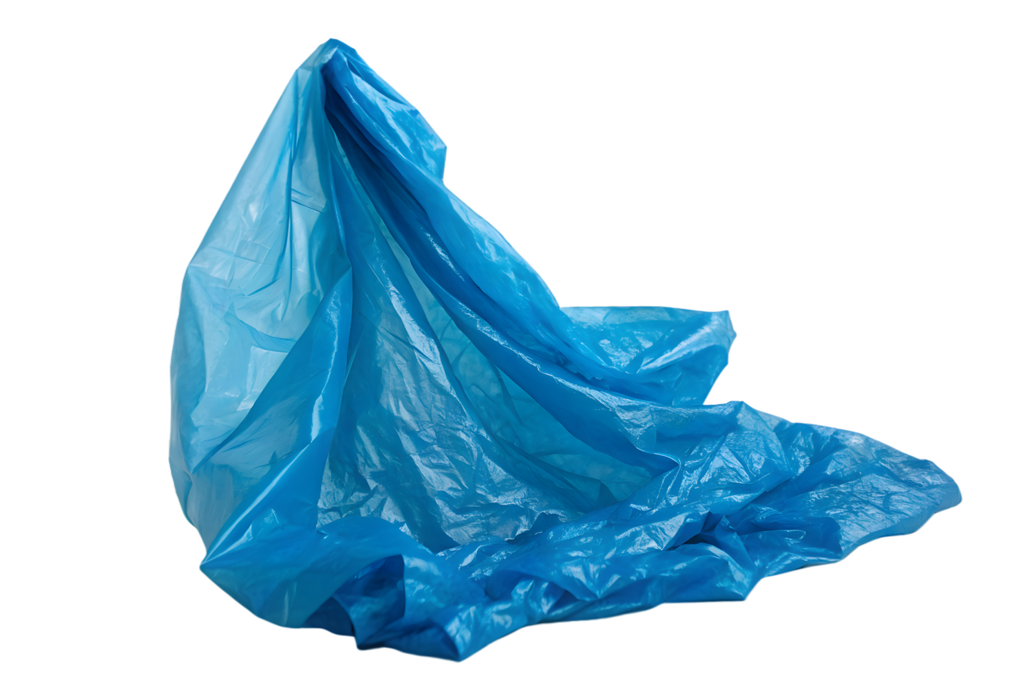 Crumpled Piece Of Vibrant Translucent Blue Plastic Photo png
