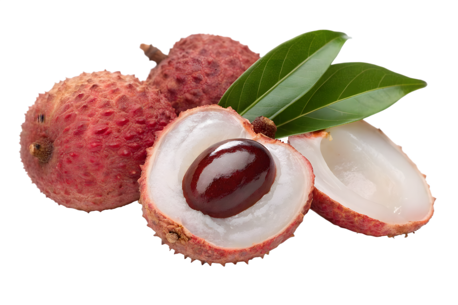 Lychee Fruit Whole and Halves Photo png