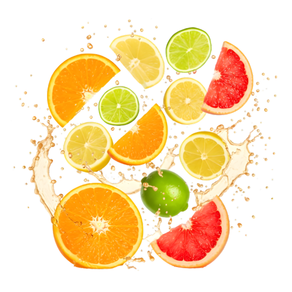 Fresh Orange Slices with Splashing Water Effect png